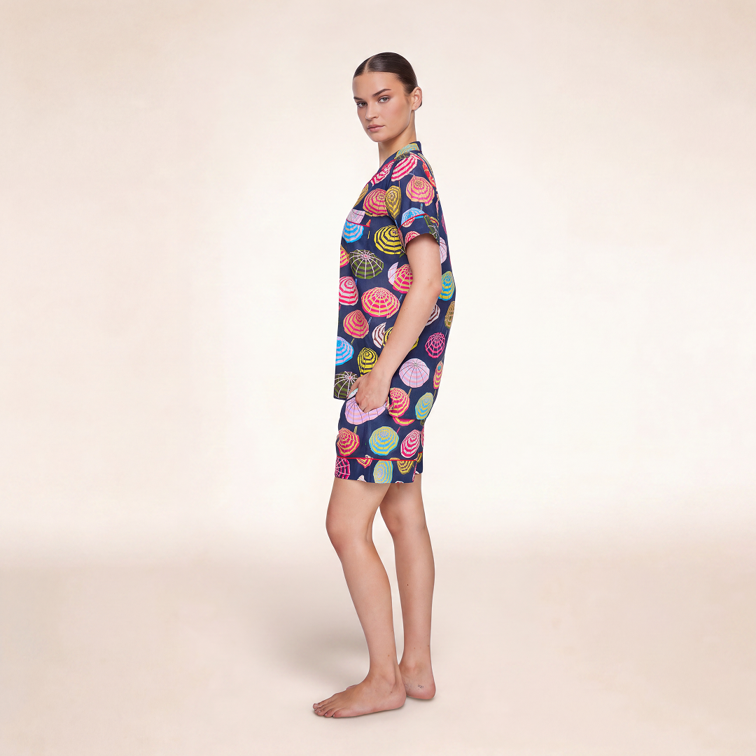 "UMBRELLAS NAVY" SHORT SLEEVE PAJAMA