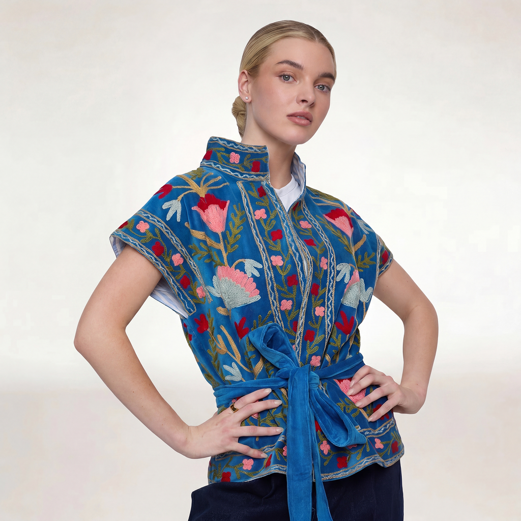 BLUE VELVET JACKET SHORT SLEEVE