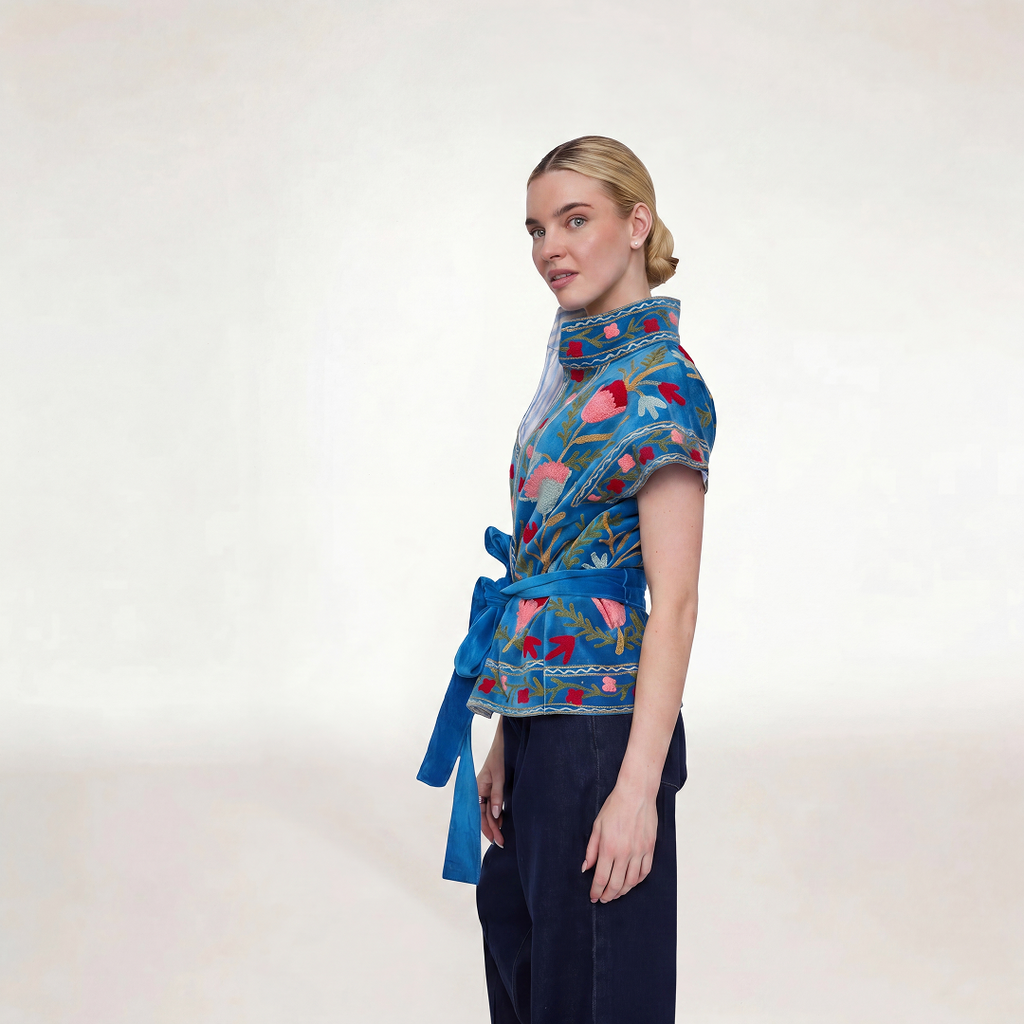 BLUE VELVET JACKET SHORT SLEEVE