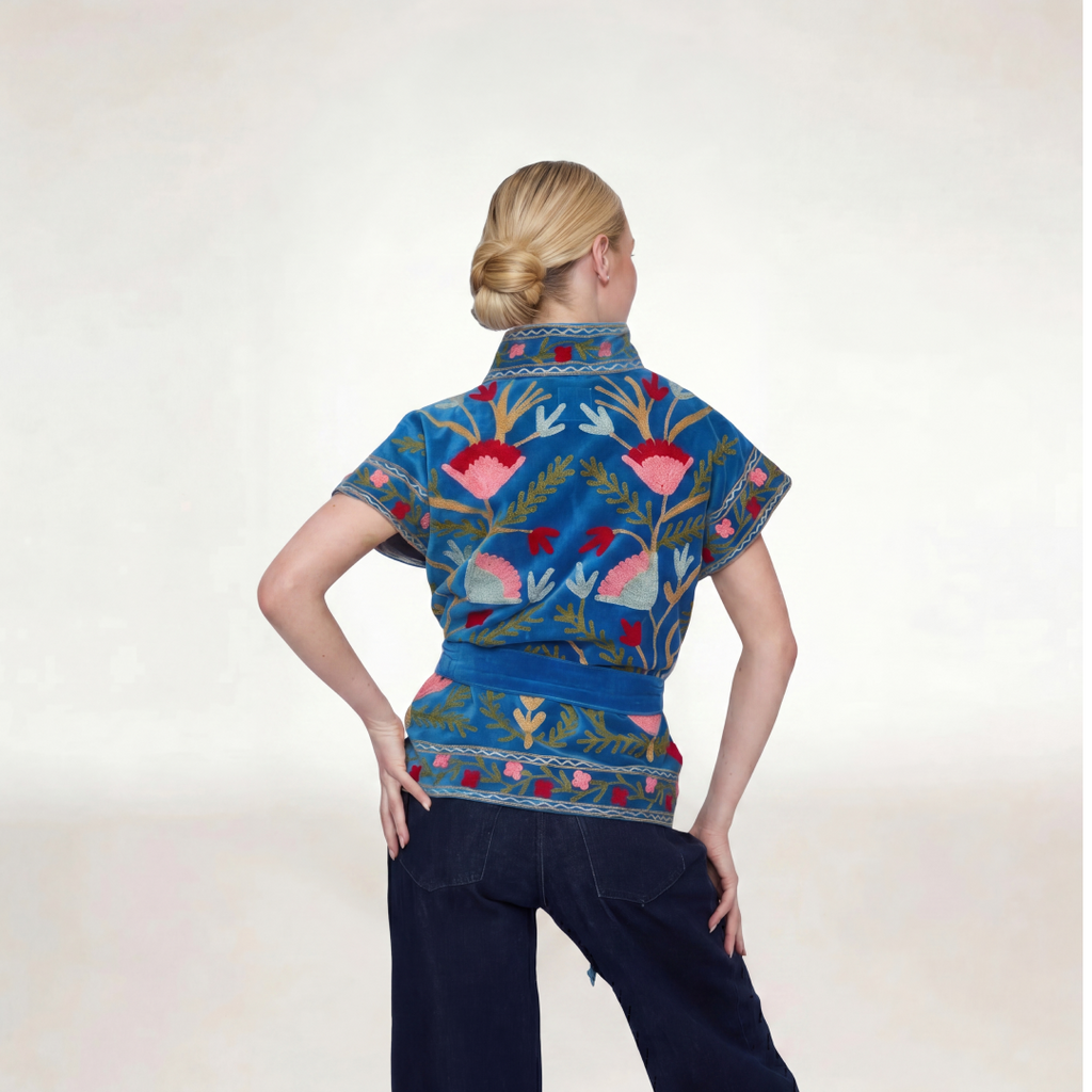 BLUE VELVET JACKET SHORT SLEEVE