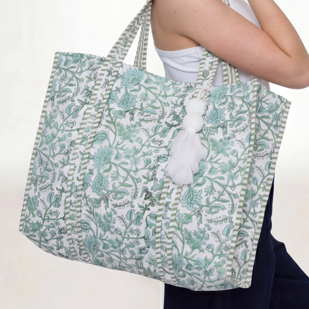 TOTE BAG "GREEN PORCELAINE"
